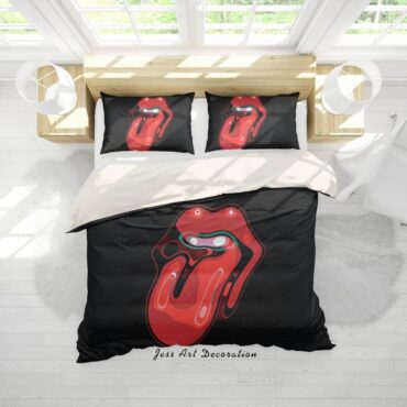 3D BAND THE ROLLING STONES QUILT COVER SET BEDDING SET PILLOWCASES 20