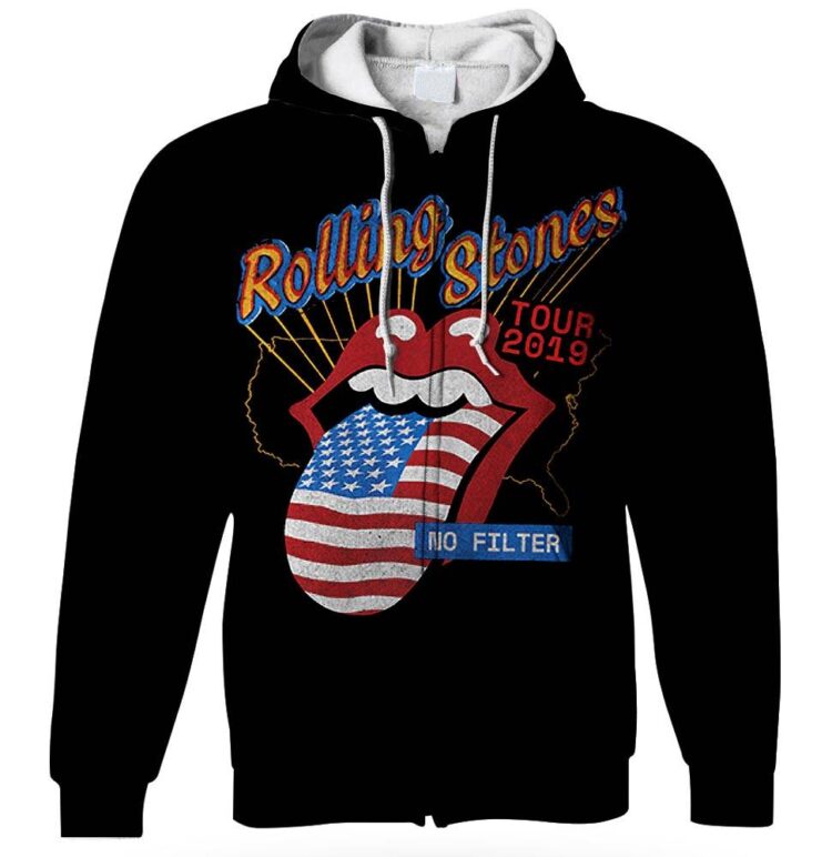 US Flag Tongue Black The Rolling Stones Shirt