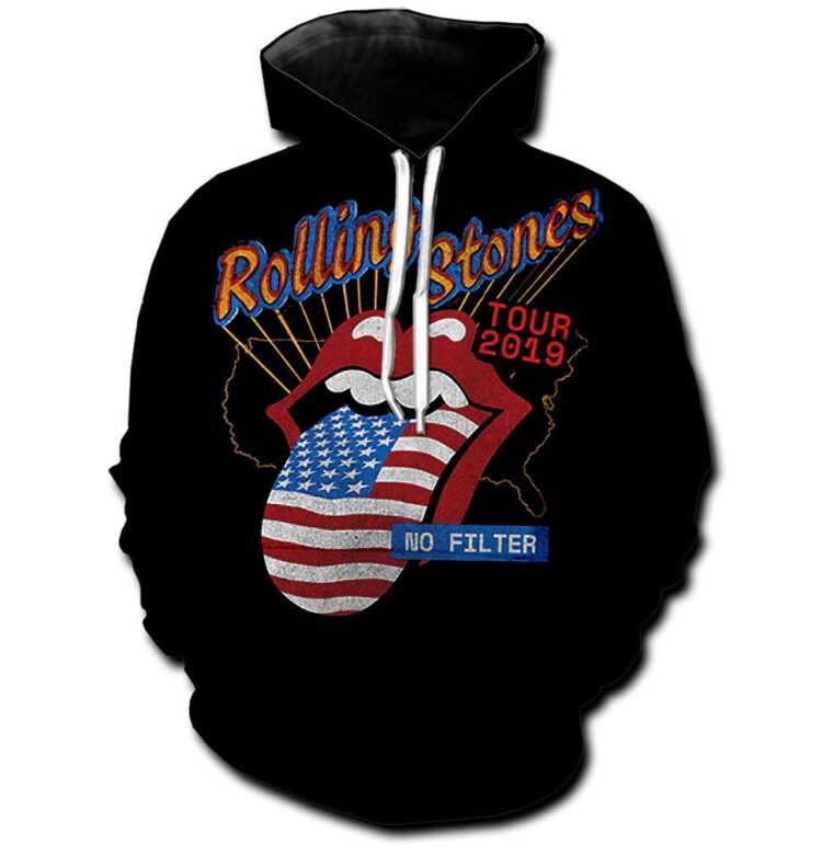 US Flag Tongue Black The Rolling Stones Shirt