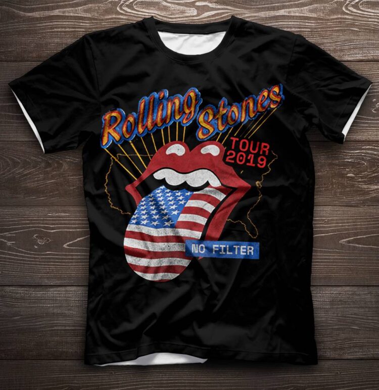 US Flag Tongue Black The Rolling Stones Shirt