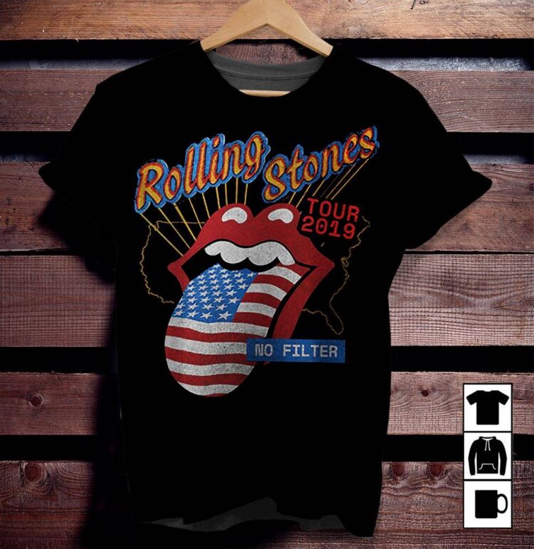 US Flag Tongue Black The Rolling Stones Shirt