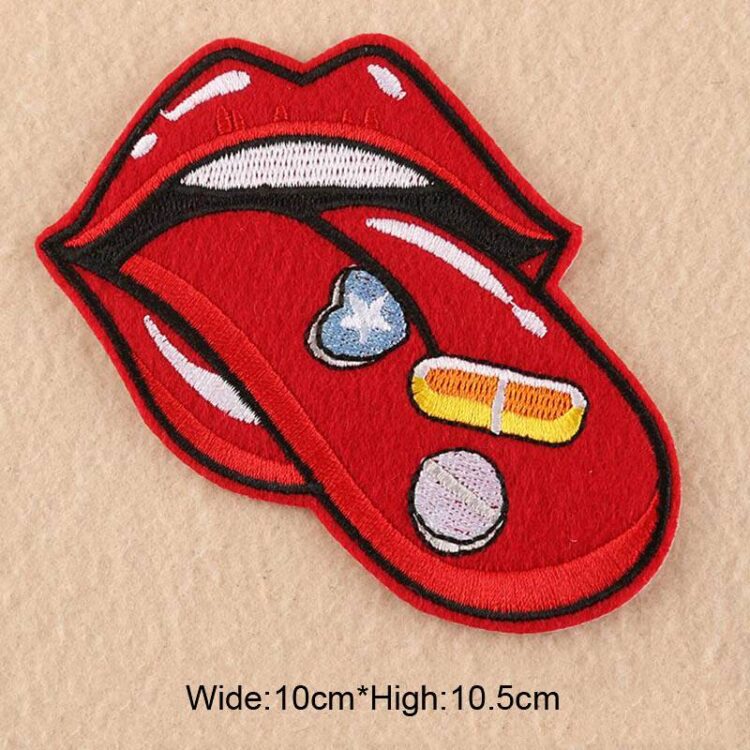 The Rolling Stones Big Tongue Embroidered Canvas Iron on Patches DIY