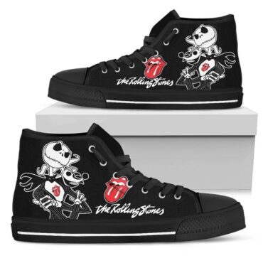 The Rolling Stones Sneakers Jack Skellington Canvas Shoes,Low Top, High Top, Sport Shoes Gift Idea