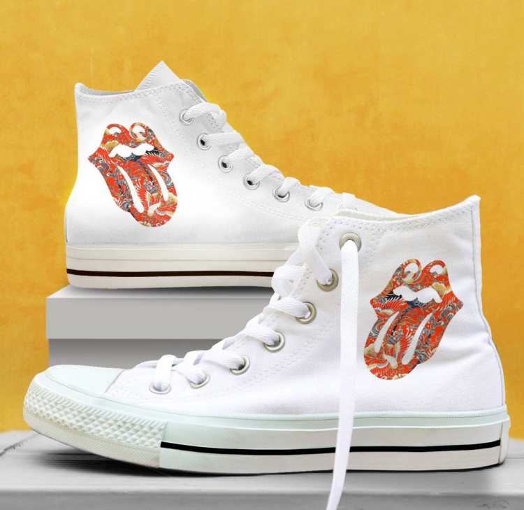 Rolling Stones Japan Pattern Canvas Shoes,Low Top, High Top, Sport Shoes