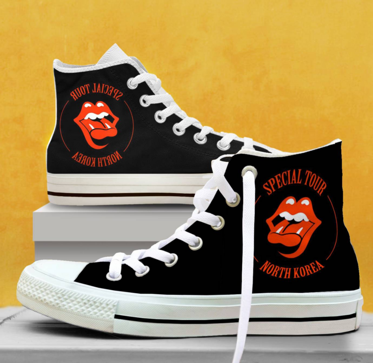 Rolling Stones Special Tour North Korea Canvas Shoes,Low Top, High Top, Sport Shoes