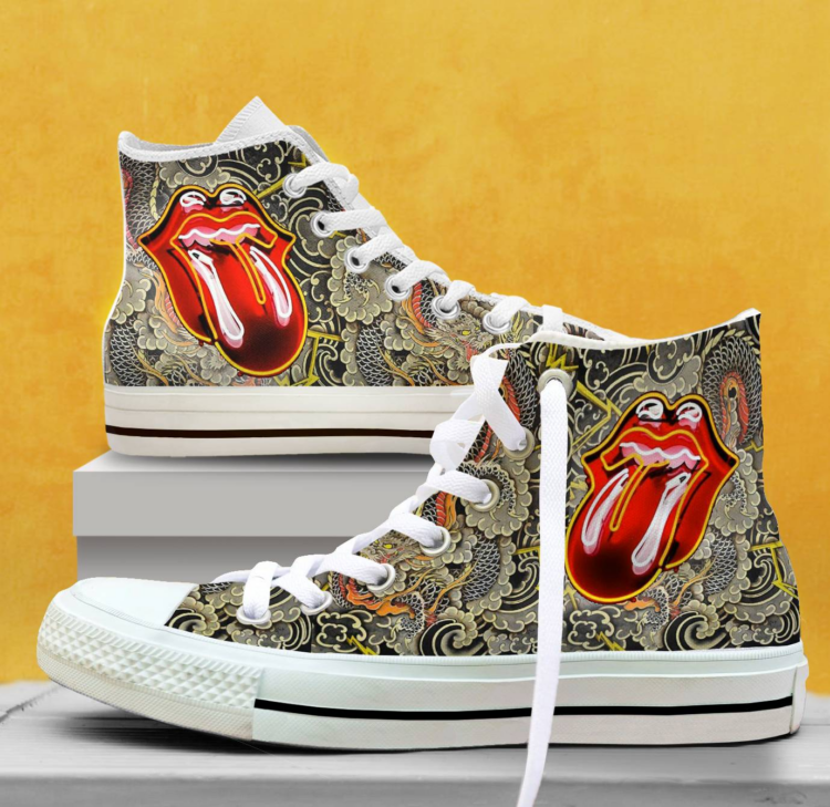 Rolling Stones Lisbon On Fire Canvas Shoes,Low Top, High Top, Sport Shoes