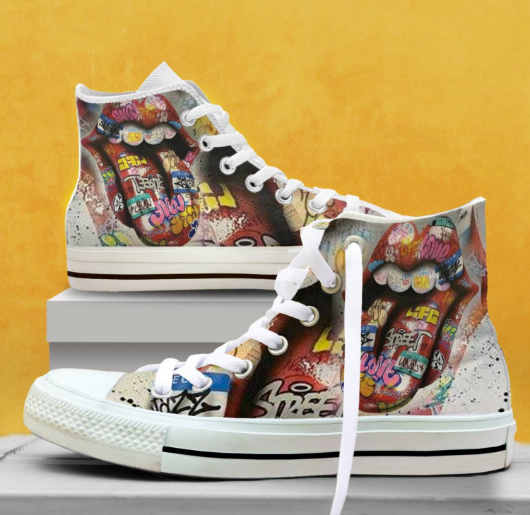 Rolling Stones Santiago RocknRoll 2016 Canvas Shoes,Low Top, High Top, Sport Shoes