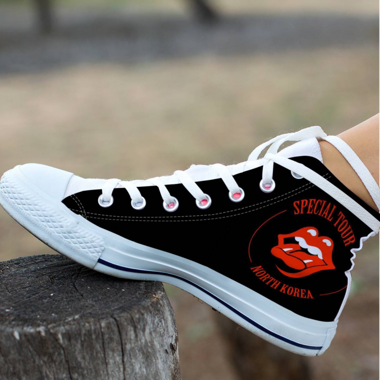 Rolling Stones Special Tour North Korea Canvas Shoes,Low Top, High Top, Sport Shoes