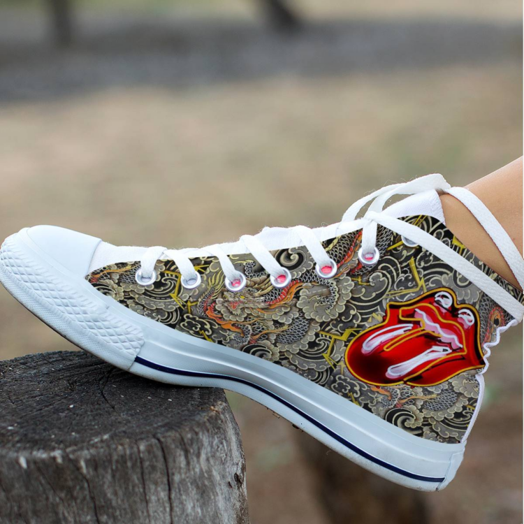 Rolling Stones Lisbon On Fire Canvas Shoes,Low Top, High Top, Sport Shoes