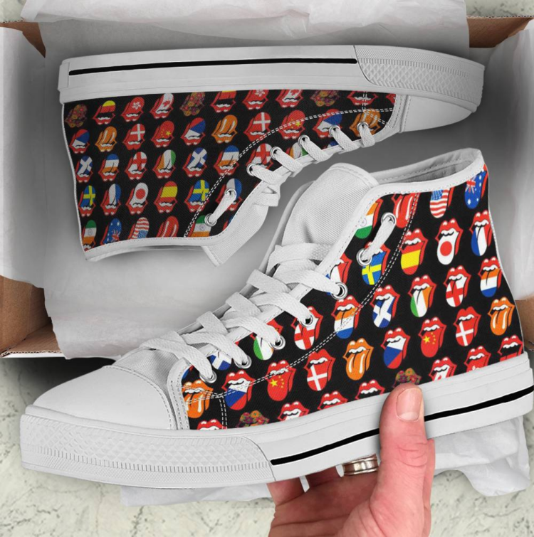 Rolling Stones Lisbon On Fire Canvas Shoes,Low Top, High Top, Sport Shoes