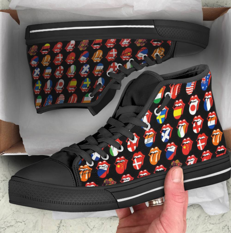 Rolling Stones Lisbon On Fire Canvas Shoes,Low Top, High Top, Sport Shoes