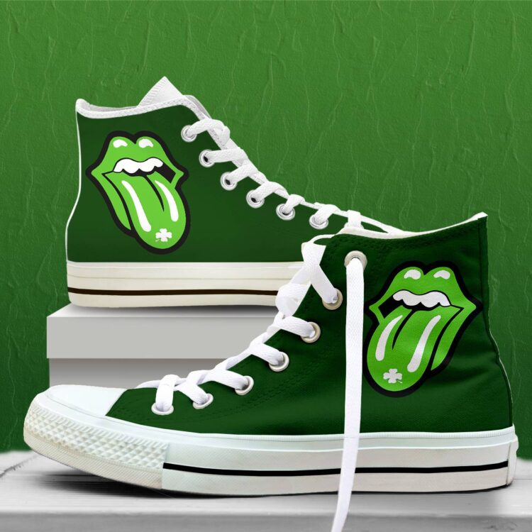 Rolling Stones Tongue St Patrick’s Day Canvas Shoes,Low Top, High Top, Sport Shoes