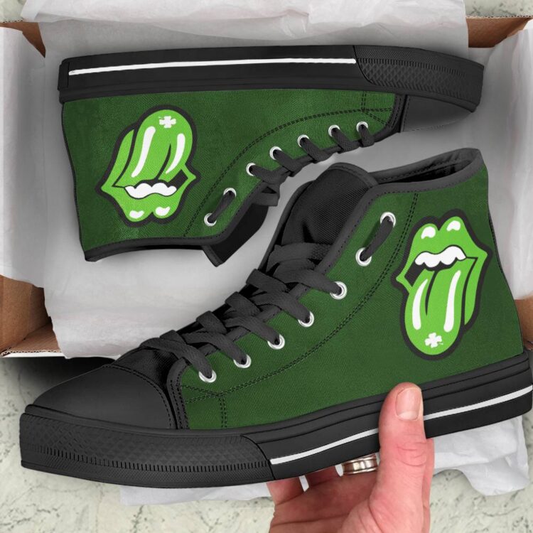 Rolling Stones Tongue St Patrick’s Day Canvas Shoes,Low Top, High Top, Sport Shoes