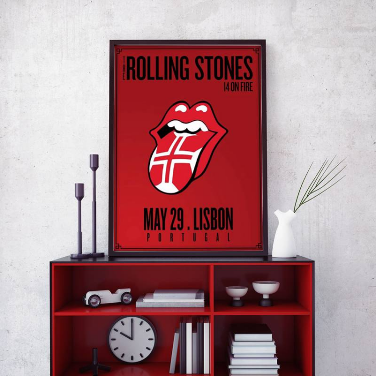 The Rolling Stones Lisbon On Fire Canvas