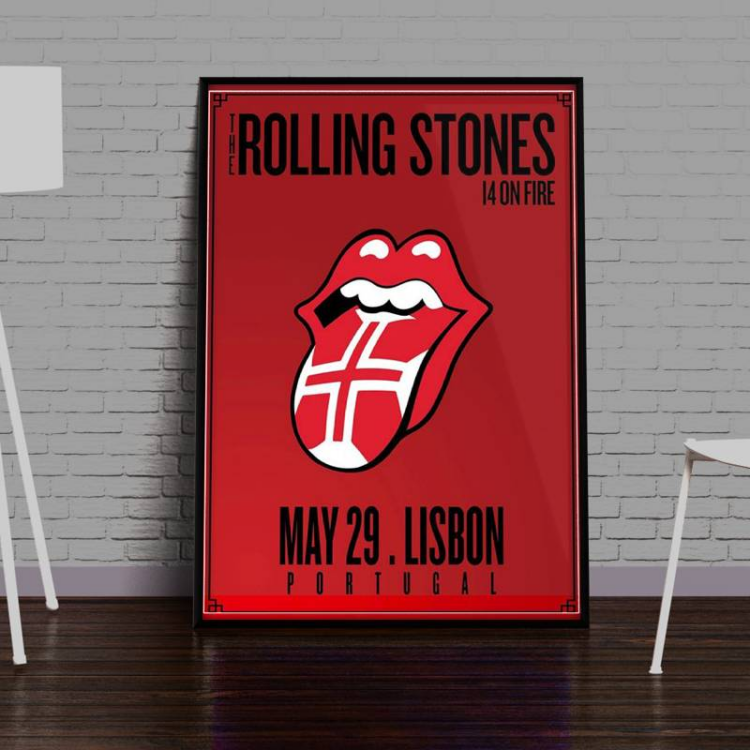 The Rolling Stones Lisbon On Fire Canvas