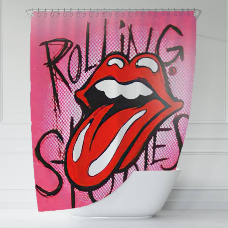 The Rolling Stones Tattoo you World Tour 1981 Art Black Shower Curtain