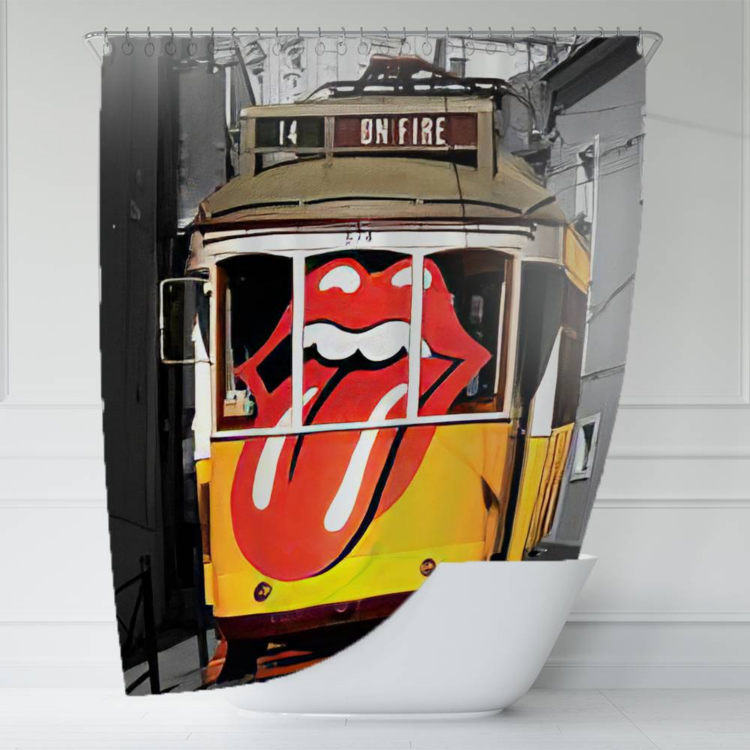 The Rolling Stones Tattoo you World Tour 1981 Art Black Shower Curtain