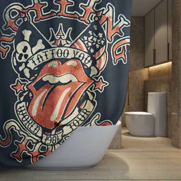 The Rolling Stones Tattoo you World Tour 1981 Art Black Shower Curtain