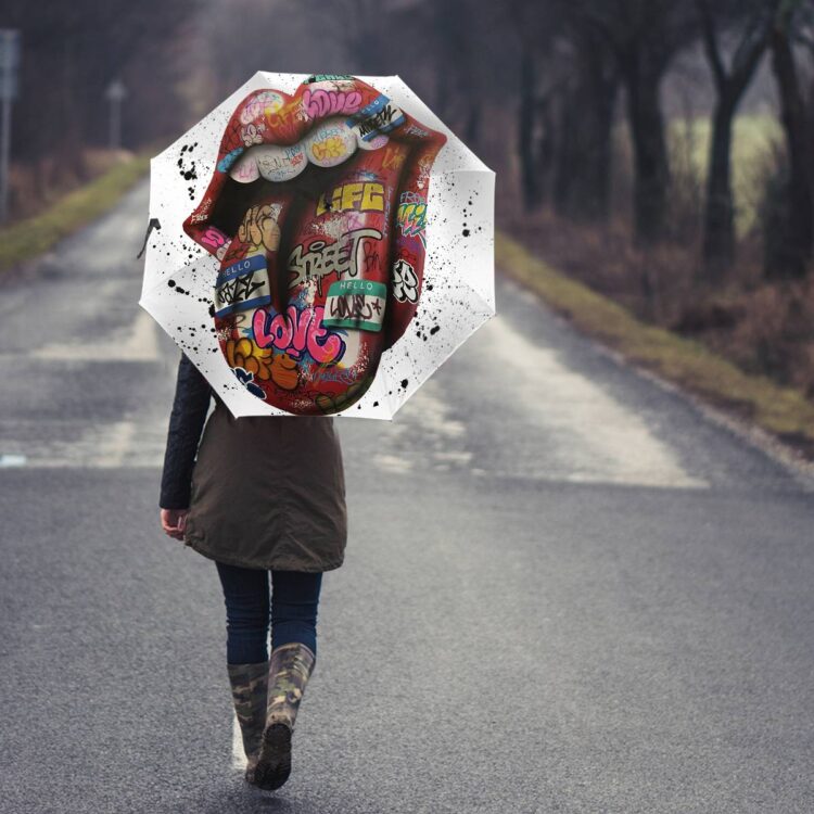 The Rolling Stones Big Tongue Graffiti Umbrella