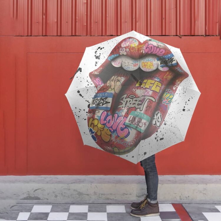 The Rolling Stones Big Tongue Graffiti Umbrella