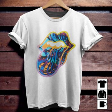 The Rolling Stones Blue Psychedelic Big Tongue Shirt